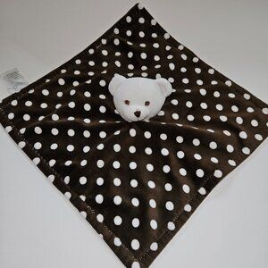 Beansprout Brown White Polka Dot Teddy Bear Lovey Plush Baby Toy